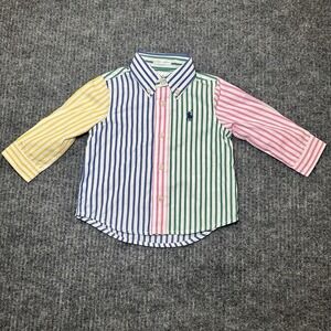 Polo Ralph Lauren Shirt Infant‎ 6M Multicolor Striped Cotton Oxford Fun Pony LS